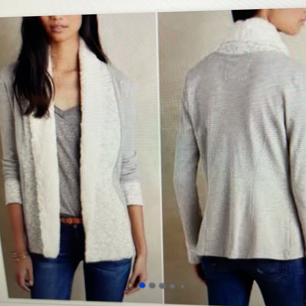 Anthropologie Saturday Sunday  Ambrose Gray Cardigan Sweater Faux Fur Collar